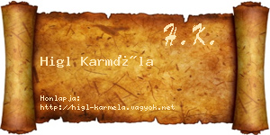 Higl Karméla névjegykártya